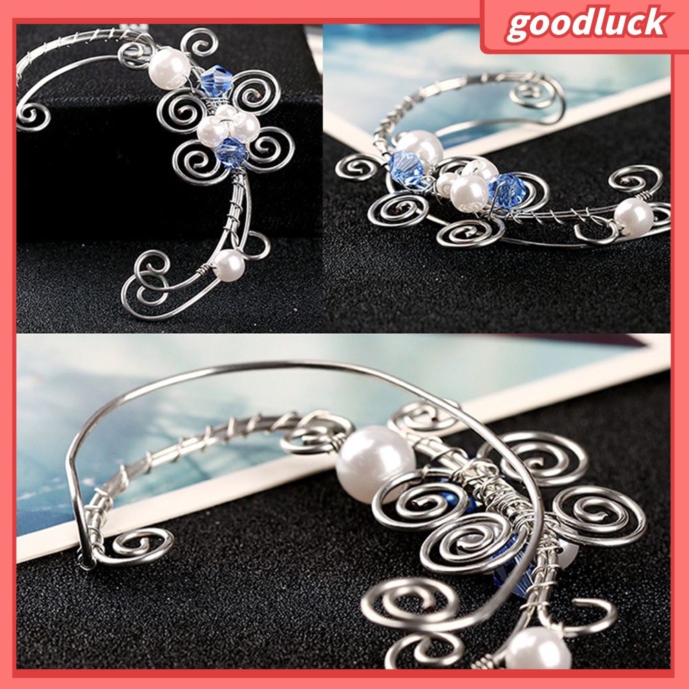 1 Khuyên Kẹp Vành Tai Hình Hoa Lá Đính Ngọc Trai Nhân Tạo Thời Trang