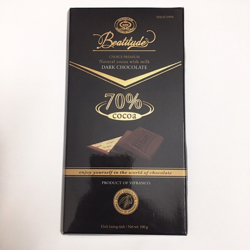 Socola Đen Beatitude 70% Cacao Thanh 100g