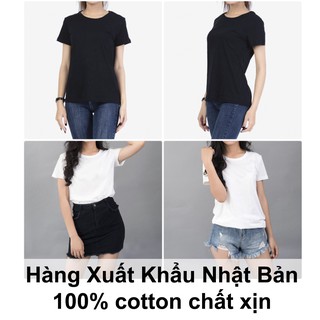 Combo 2 áo thun nữ trơn trắng đen Gold Rhino cao cấp, xuất khẩu Nhật Bản, cam kết 100% cotton - BB Shope
