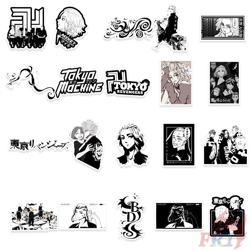 ❉ Tokyo Revengers . Classical Black & White Series 01 Stickers ❉ 50Pcs/Set DIY Fashion Waterproof Doodle Decals Stickers