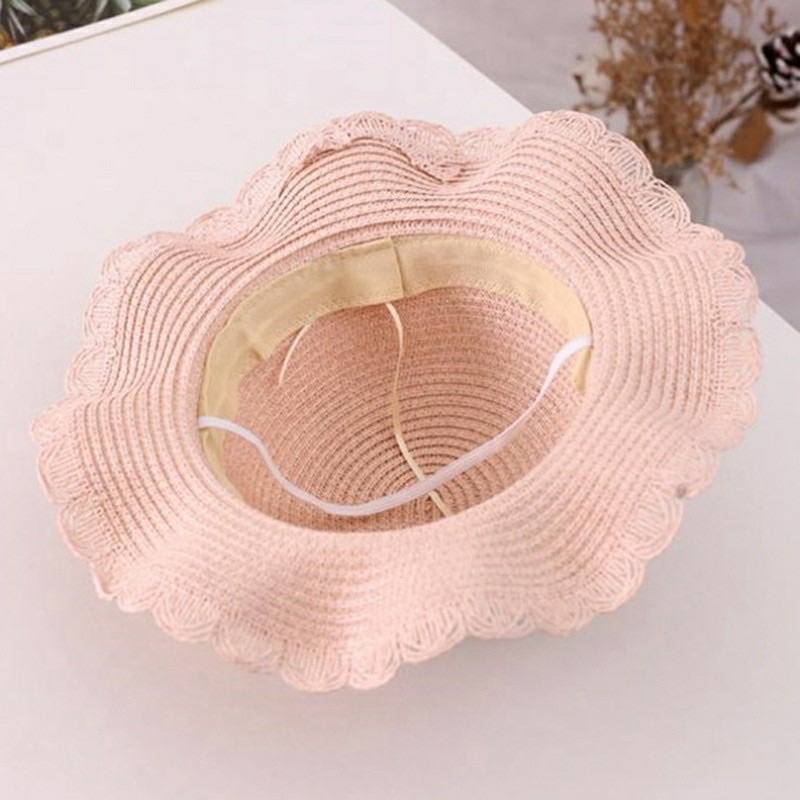 PVN27783 Mũ cói rộng vành kèm túi cho bé gái