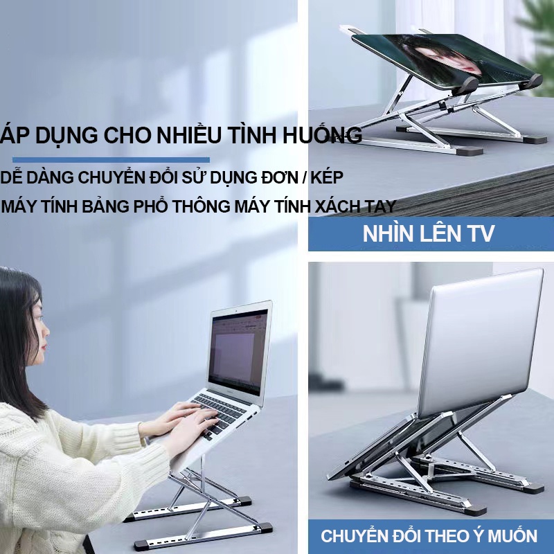 giá đỡ laptop 2 tầng gấp JAERSENT  gọn nhôm có thể điều chỉnh được độ cao tản nhiệt kê laptop nhôm