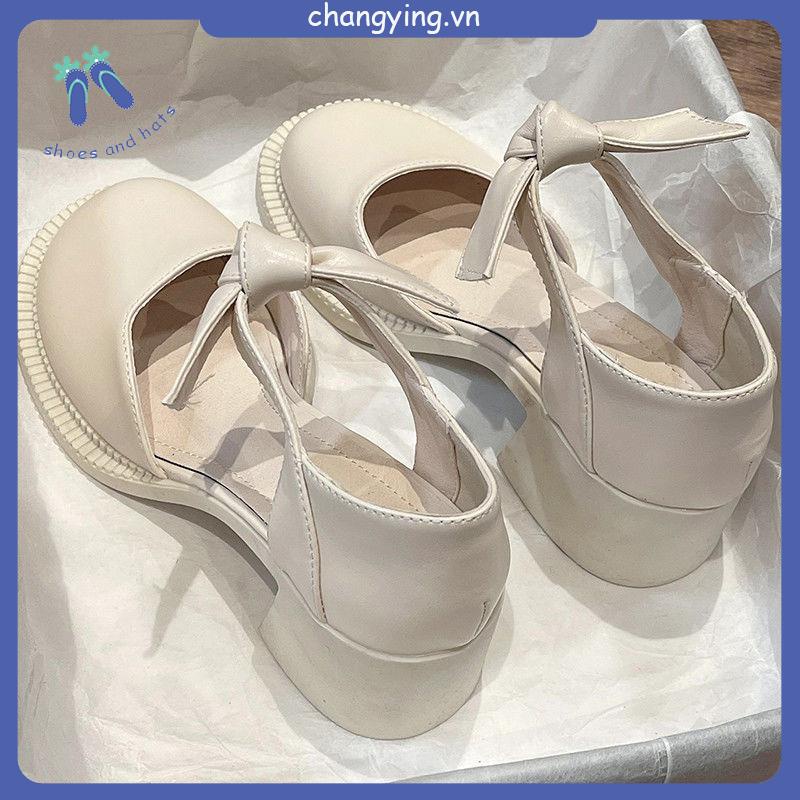 Giày Sandal Cao Gót Đế Dày Phong Cách Retro Pháp