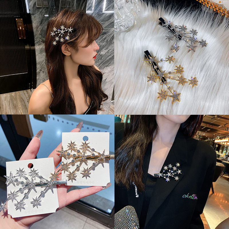 Kẹp tóc đính đá tạo hình ngôi sao kiểu dáng Hàn cho nữ