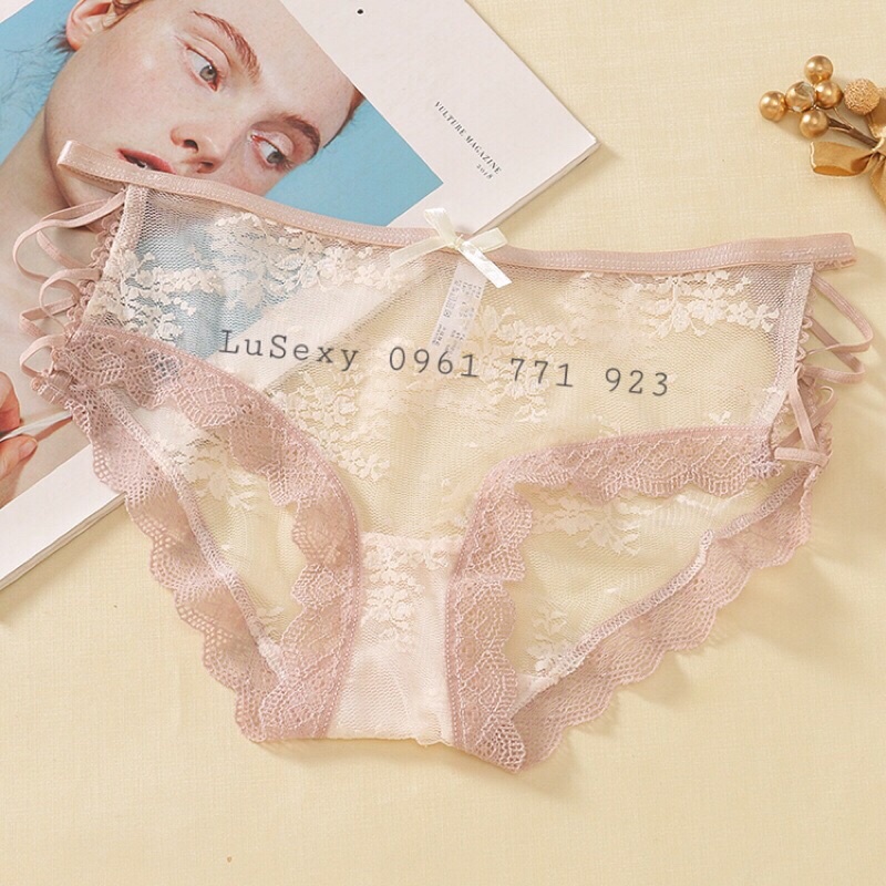 QUẦN LÓT NỮ SEXY DÂY ĐAN HÔNG GỢI CẢM - Quần lót ren xuyên thấu đẹp màu đen trắng da hồng