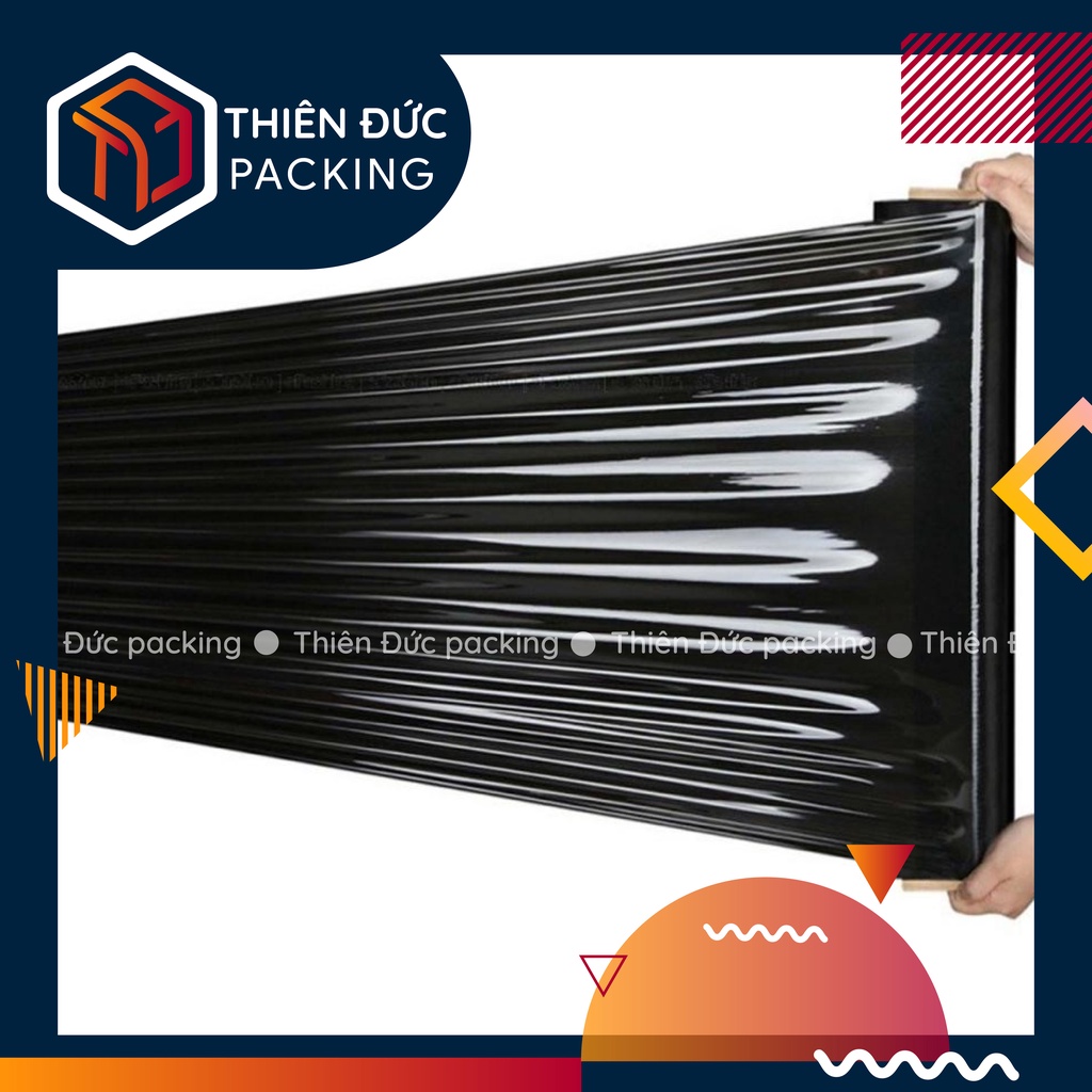 Màng co, màng chít PE đen 3kg khô 50cm dẻo dai bọc hàng hóa quấn pallet