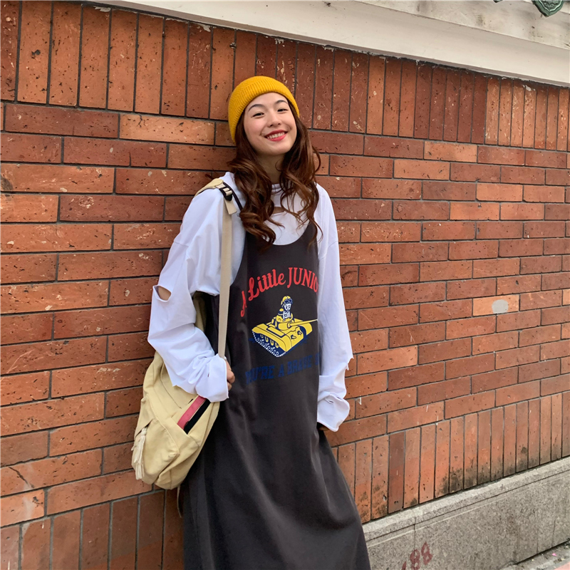 SUXI Váy dài form rộng họa tiết hoạt hình trẻ trung sành điệu cho nữ