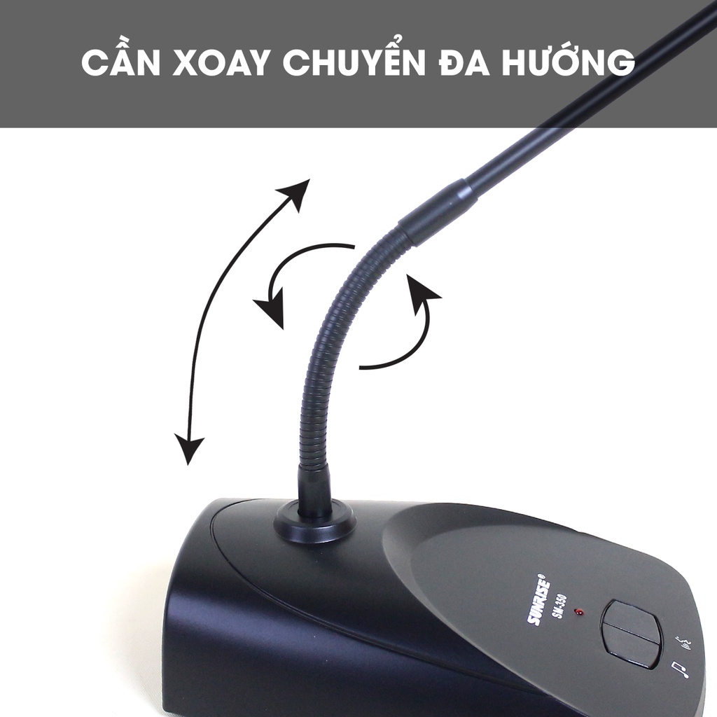 Micro hội nghị có dây  Sunrise SM-350, Mic cổ ngỗng dùng tọa đàm họp trực tuyến sử dụng cho phòng họp hội trường