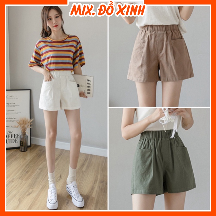 Quần short kaki nữ Thu Hà quần đùi cạp cao form trẻ trung, năng động QNH.52