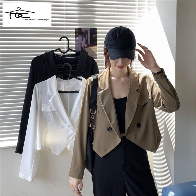 Áo Khoác Vest Dáng Ngắn Dễ Phối Đồ Thời Trang Xuân Thu Cho Nữ