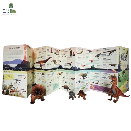 Xếp hình khủng long, tranh ghép khủng long tiền sử cỡ lớn với 300 miếng ghép, USBORNE DINOSAUR TIMELINE BOOK AND JIGSAW