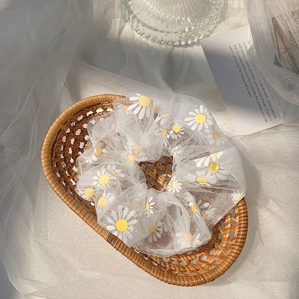 Dây buộc cột tóc Scrunchies hoa cúc rẻ đẹp Hàn Quốc