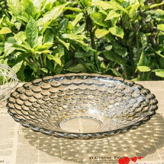 Đĩa, bát tô thủy tinh chấm bi vàng soga hàng cao cấp vàng đẹp