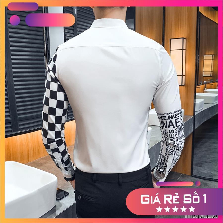 Áo sơ mi phối caro đen trắng Vercase TSM mã 136 | BigBuy360 - bigbuy360.vn