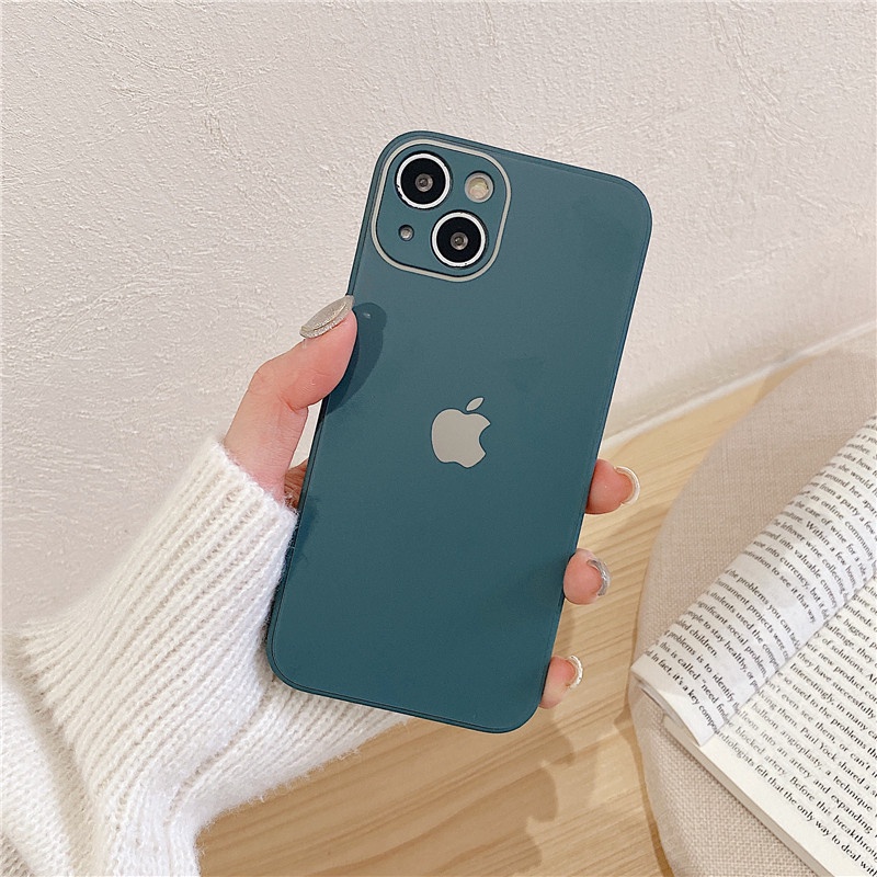 Ốp điện thoại mặt kính cường lực màu đục cho IPhone 13 Pro Max 11 12Pro MAX 7P 8Plus ipx Xr Xs Max
