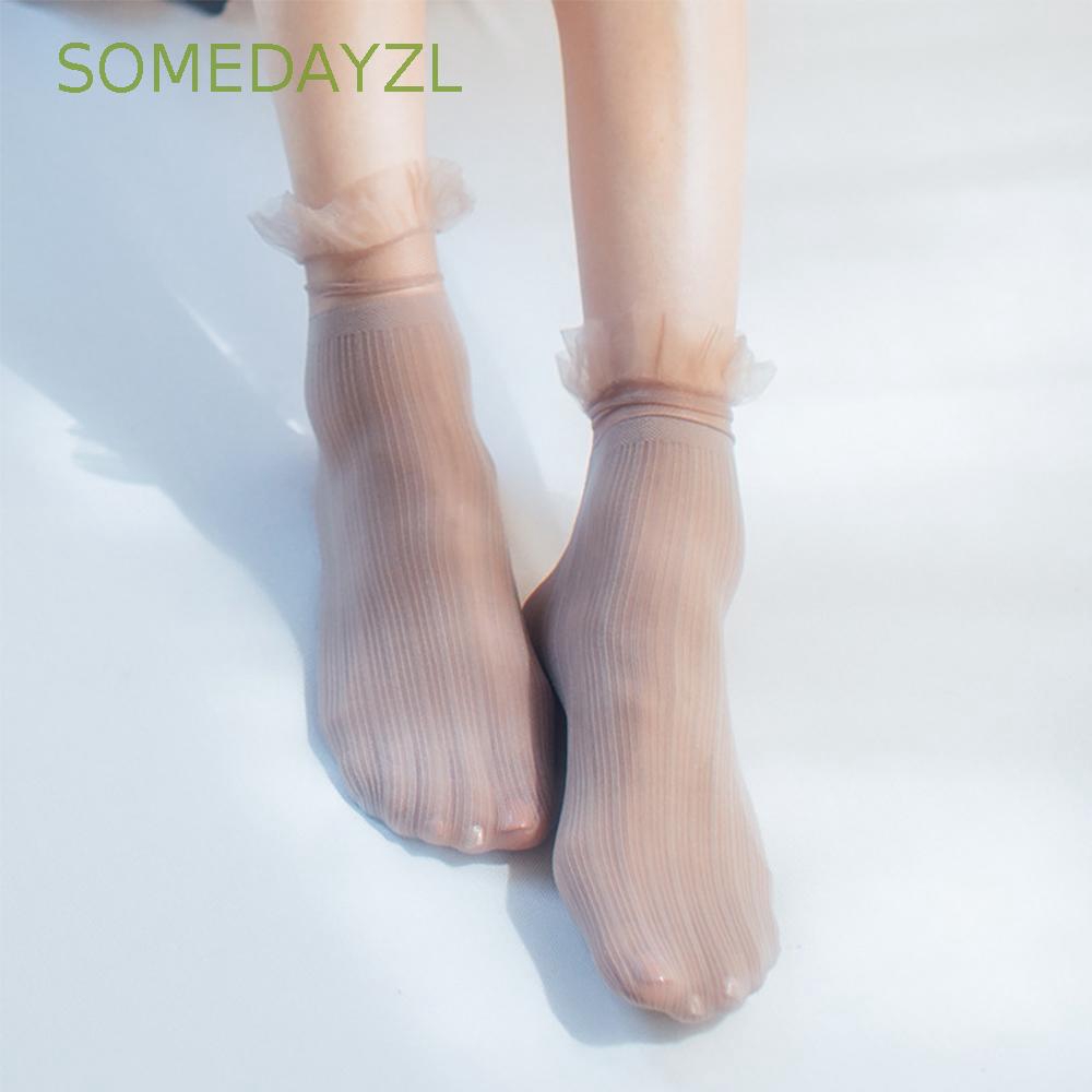 Tất Lưới Mỏng Màu Trơn Mềm Mại Dành Cho Nữ