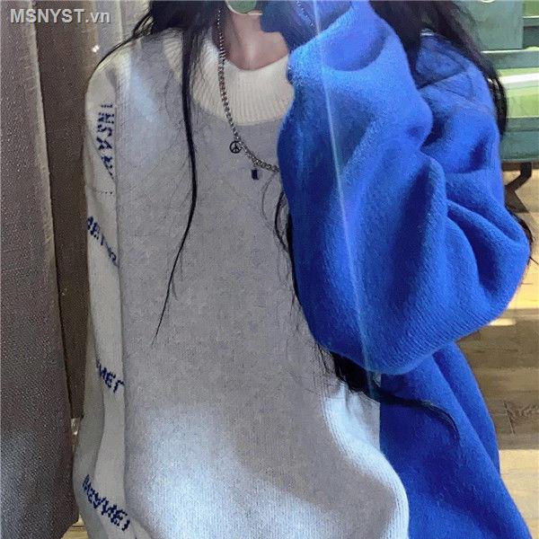Áo sweater cổ tròn dáng rộng màu xanh dương kiểu Hàn Quốc thời trang thu đông cho nữ sinh [lót trong 7 ngày]
 | BigBuy360 - bigbuy360.vn