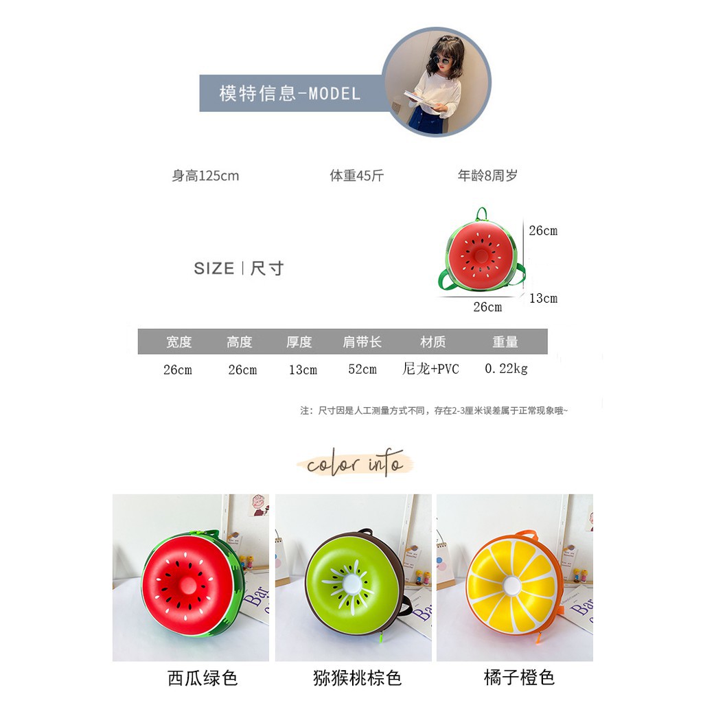 Balo hình hoa quả siêu xinh cho bé - cặp đi học hình trái cây dễ thương