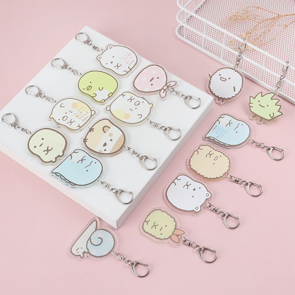 Móc khóa 2 mặt hình hoạt hình Sumikko Gurashi bằng nhựa acrylic trong suốt dễ thương