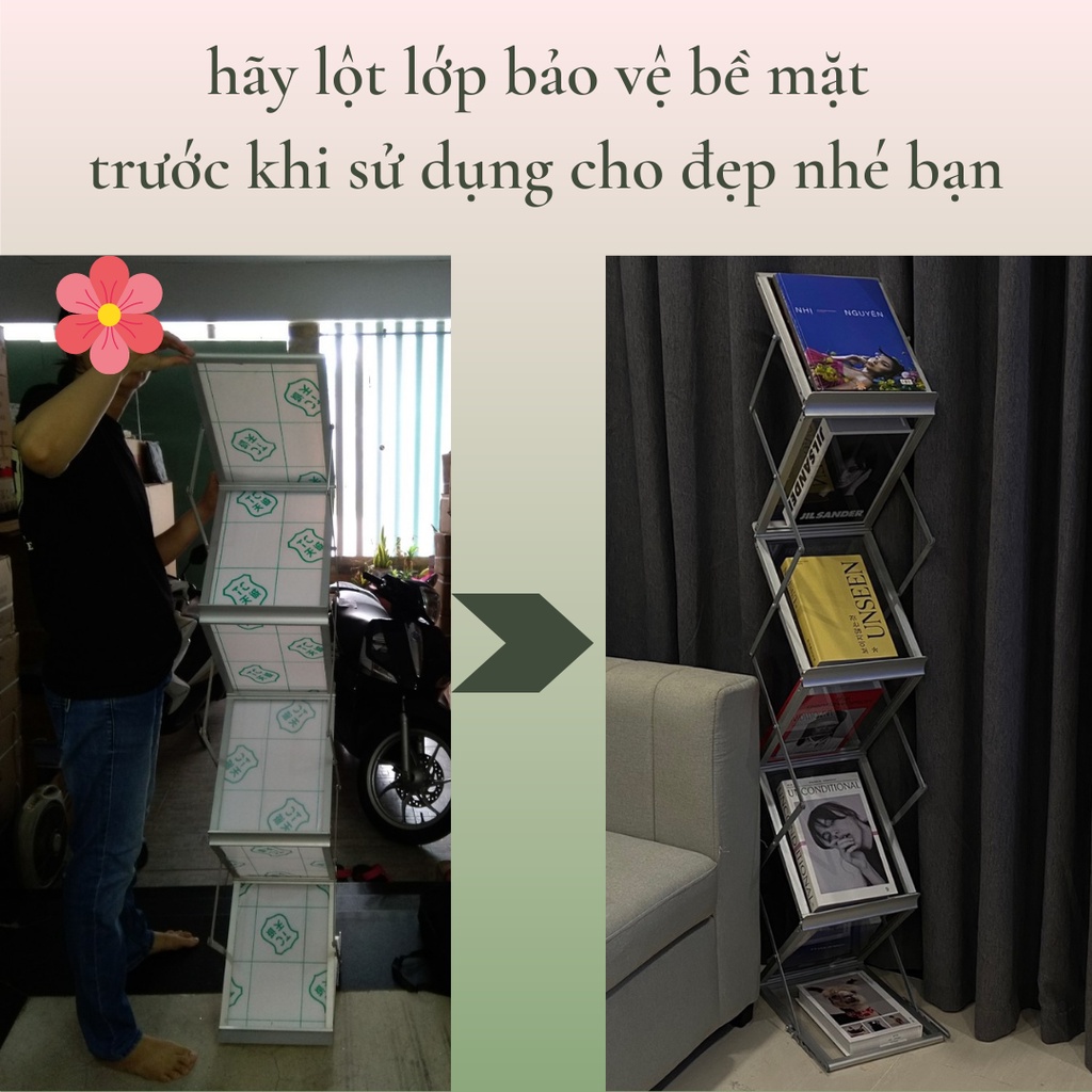 Kệ Ziczac catalogue 6 tầng mặt bằng mica khổ A4 Kệ magazine acrylic ziczac decor