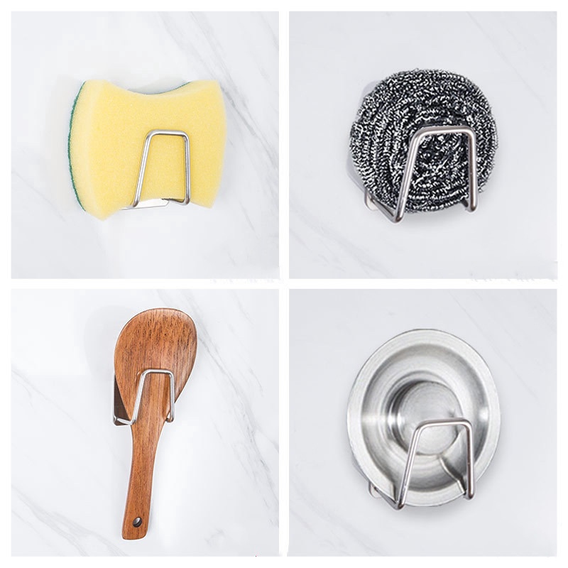 1 Giá Đỡ Tự Dính Bằng Thép Không Gỉ Gắn Bồn Rửa Nhà Bếp / Phòng Tắm