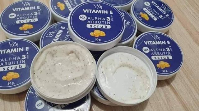 Kem tẩy da chết mặt, tẩy tế bào chết face vitamin e alpha arbutin 10x collagen Thái Lan 50g giúp dưỡng ẩm da, trắng da