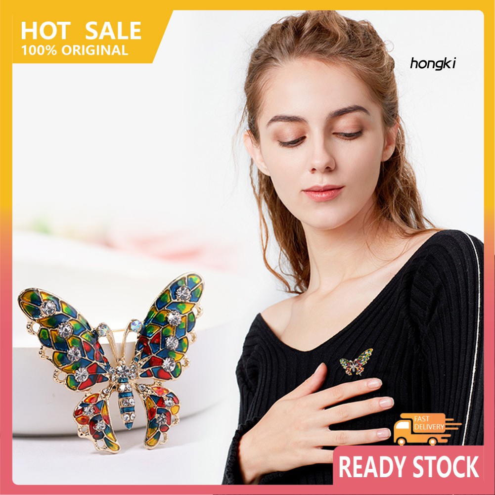 BUTTERFLY Ghim Cài Áo Hình Bươm Bướm Đính Đá Nhân Tạo Thời Trang Cho Nữ