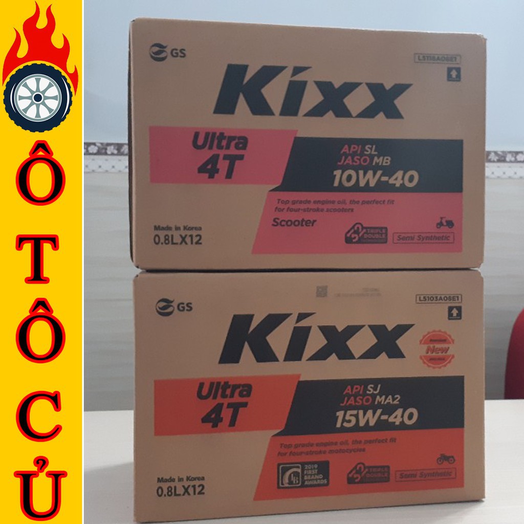 Nhớt xe máy dùng cho tay ga Kixx Ultra 4T 10w40 dòng bán tổng hợp nhập khẩu Hàn Quốc 0.8L