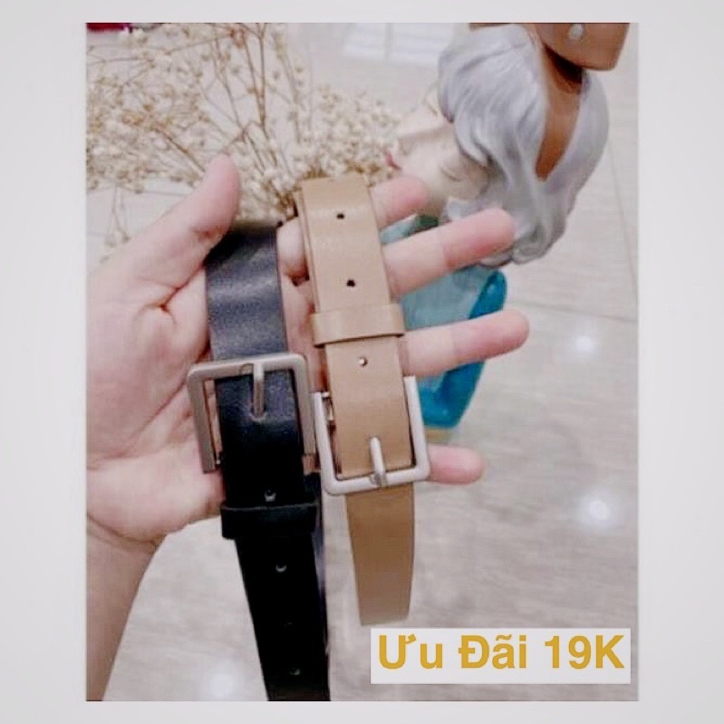 Thắt lưng đai vuông hai màu đen nâu / mix quần sooc /quần tây nữ