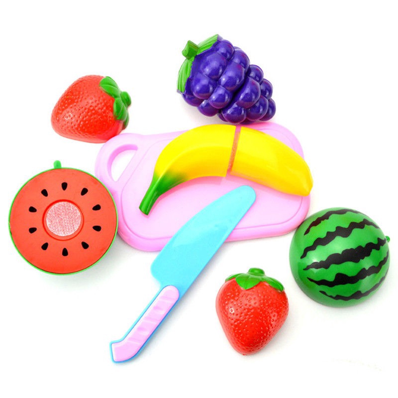 Kids Pretend Role Play Kitchen Fruit Vegetable Food Toy Cutting Set Child Gift