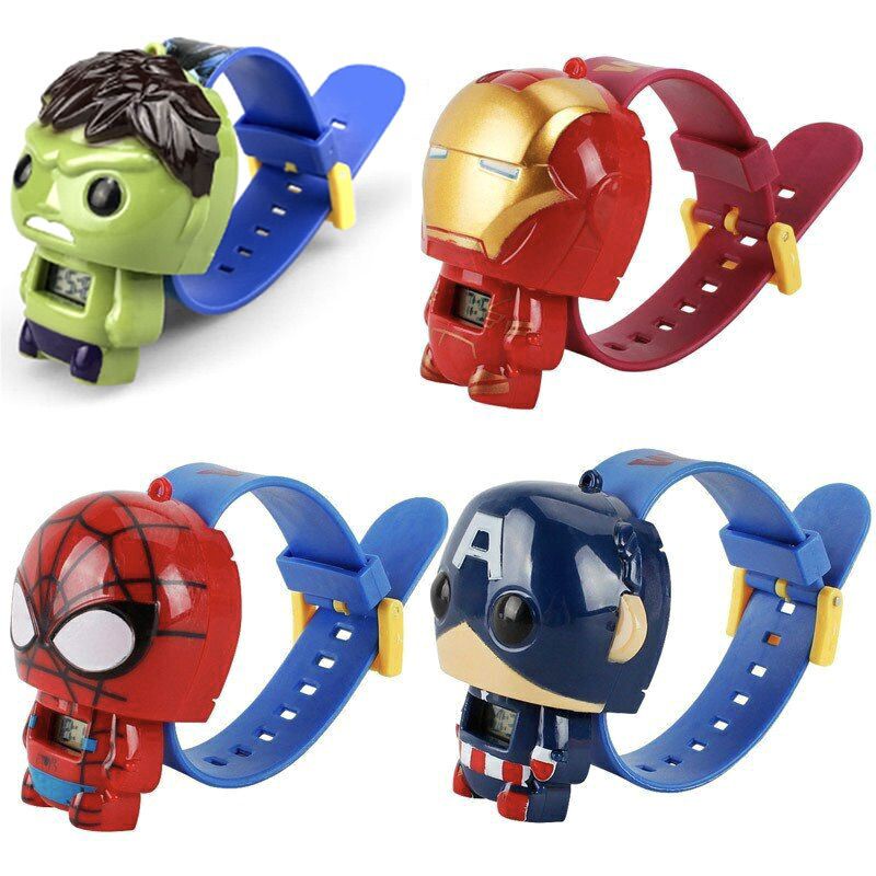 2022 Digital 3d The Avengers Kids Watch Toy Hulk Iron Man Spider Man America Captain  for Kids Boys