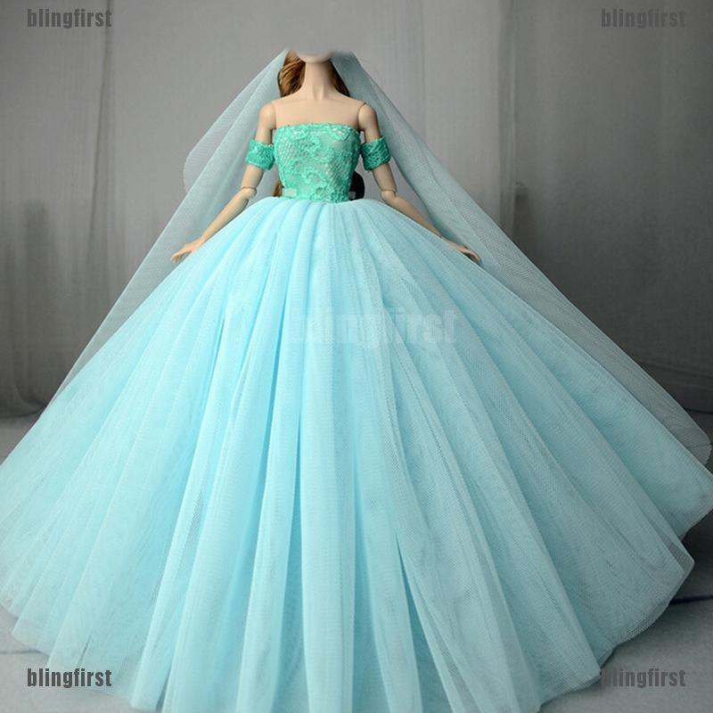 Bộ váy cưới với băng đô xinh xắn cho búp bê 11