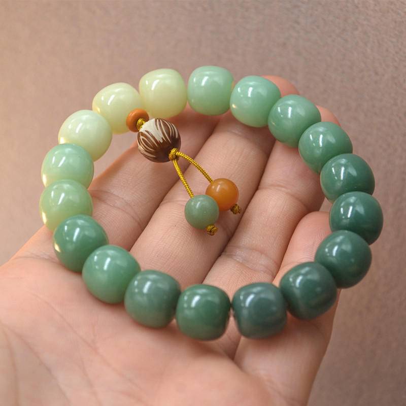 Vòng Tay Chuỗi Hạt Bồ Đề Màu Xanh Lá Gradient Kích Thước 12 * 11 Năm Mới