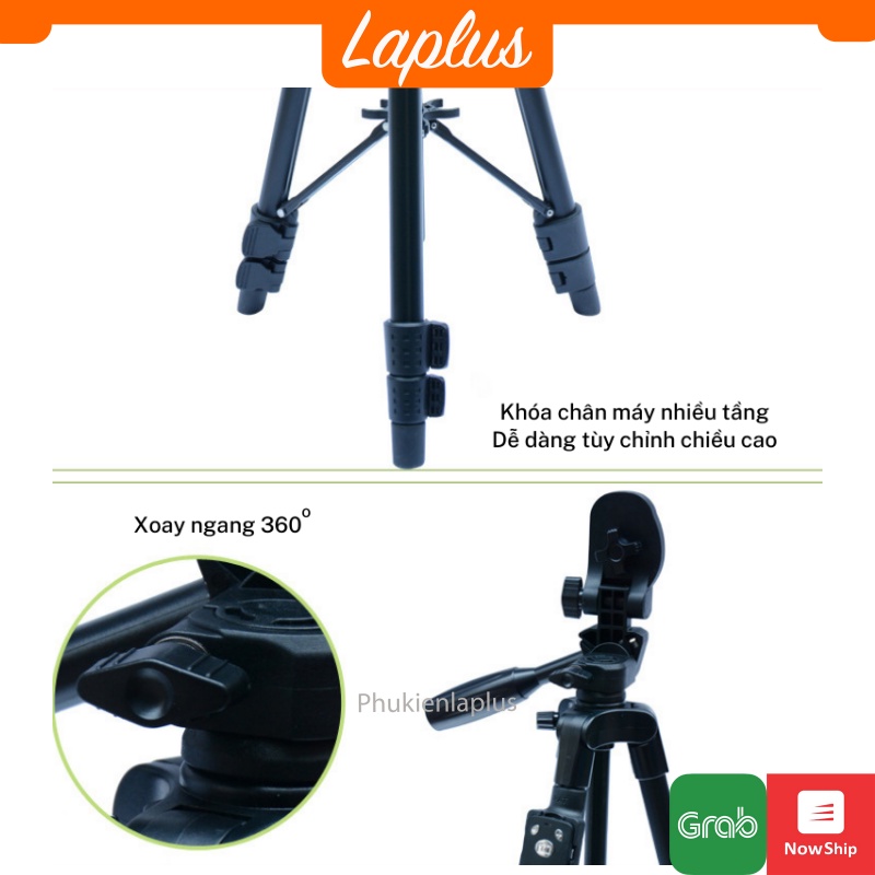 Chân máy ảnh, tripod Yunteng Model 5208RM, khung nhôm cao cấp