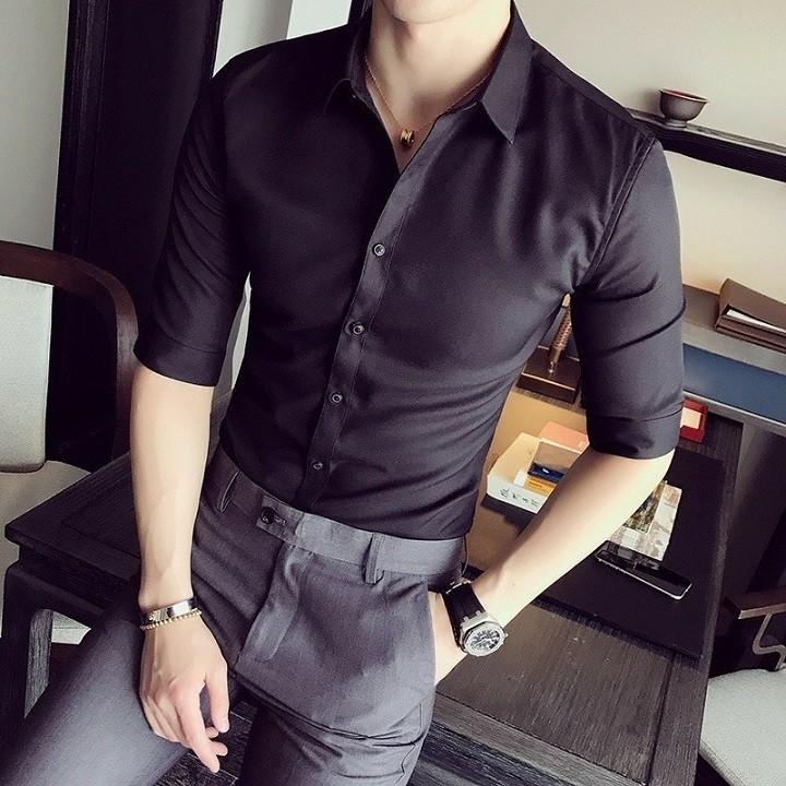 [Mã FAMAYMA2 giảm 10K đơn 50K] Áo sơ mi nam 💚𝐅𝐑𝐄𝐄𝐒𝐇𝐈𝐏💚 trơn màu thoáng mát, mềm mịn, khó nhăn, thanh lịch | BigBuy360 - bigbuy360.vn