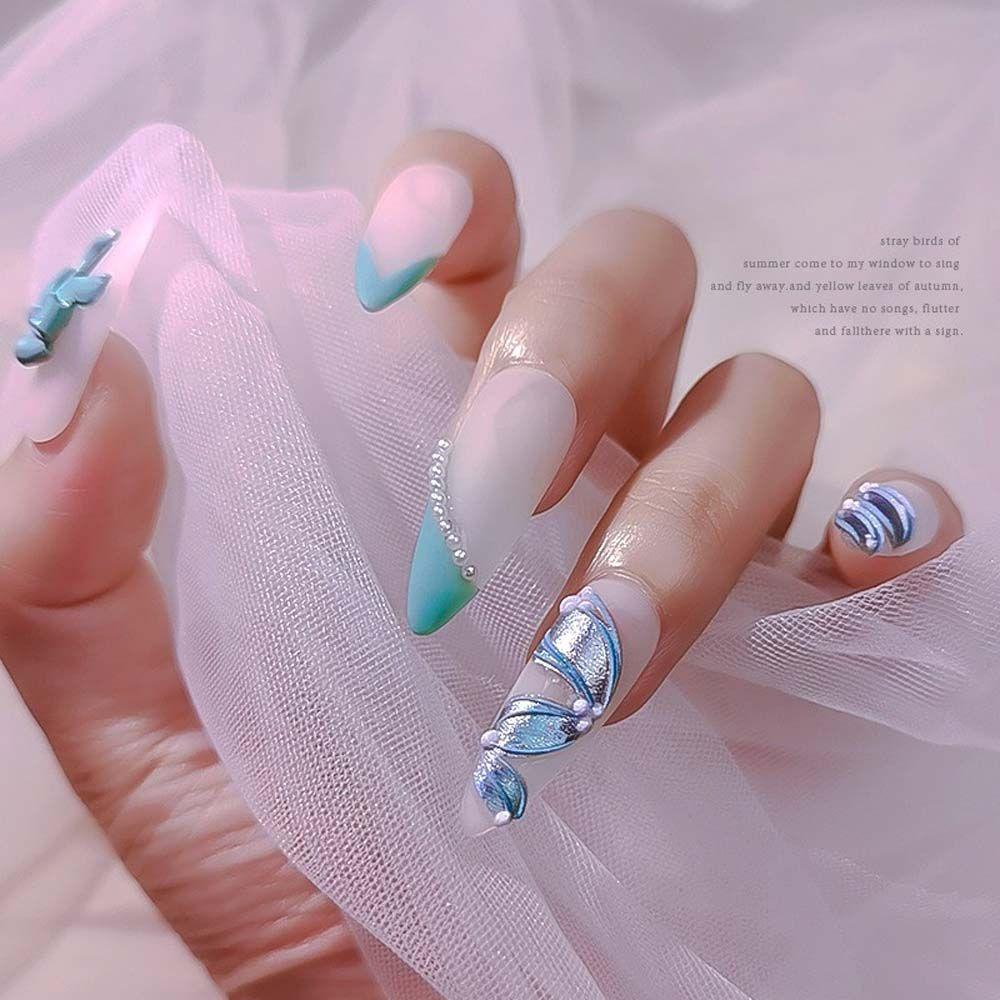 Miếng Dán Dập Nổi Họa Tiết Gân 5D Trang Trí Móng Tay Nghệ Thuật Cho Nữ