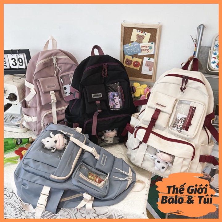 Balo cặp ulzzang basic nữ thời trang (ko kèm gấu)đi học đi chơi du lịch giá rẻ vừa laptop canvas HỘP DƯỚI | thegioibalo