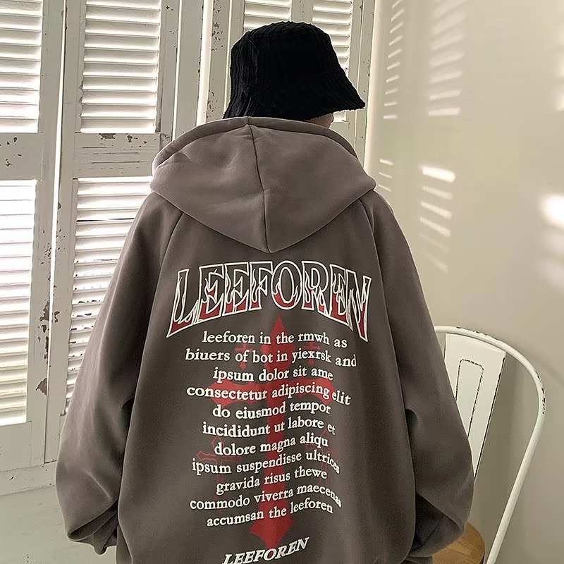 [ba màu]áo hoodie dáng rộng có khóa kéo in chữ thời trang dành cho nam áo hoodie form rộng hàn hiphop hoodie nam