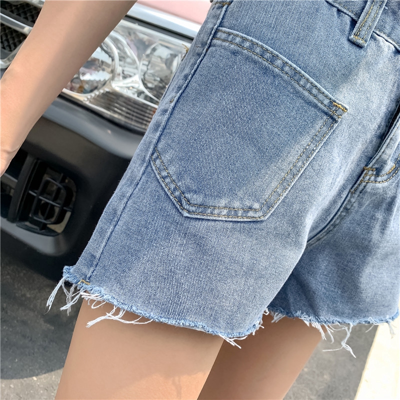 Quần short denim lưng cao thời trang cho nữ