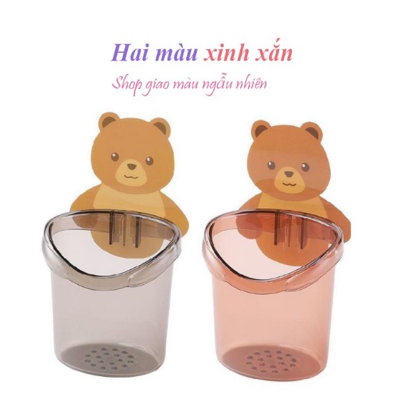 Ly cốc đựng bàn chải kem đánh răng dán tường nhà tắm hình gấu cute