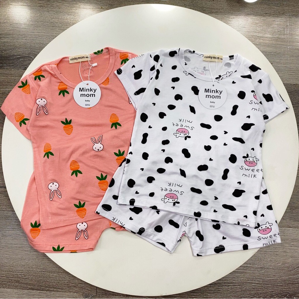 Bộ cộc thun lạnh Minky Mom bé trai, bé gái in hình ngộ nghĩnh dễ thương - M09 - Miababy