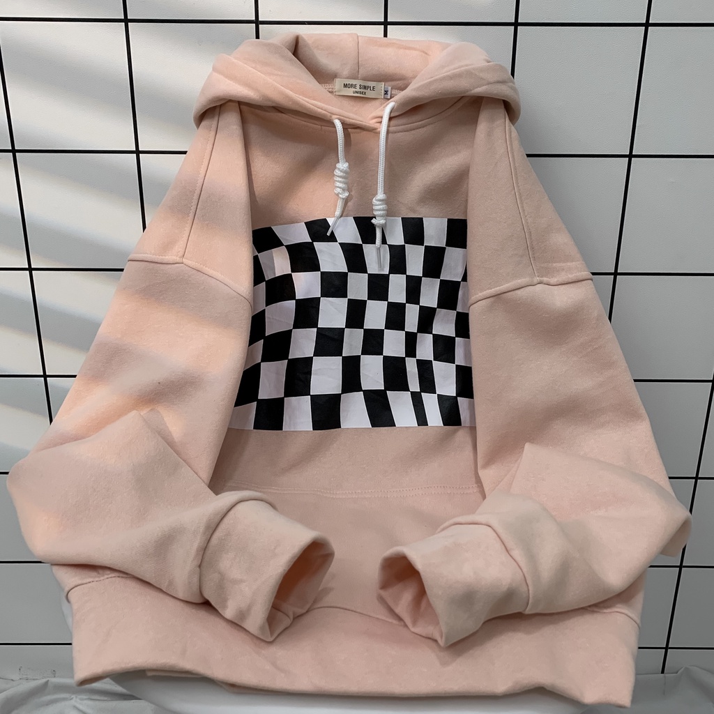 Áo Khoác Hoodie Form Rộng Unisex Phối CARO Vải Nỉ Bông - Tuni Store