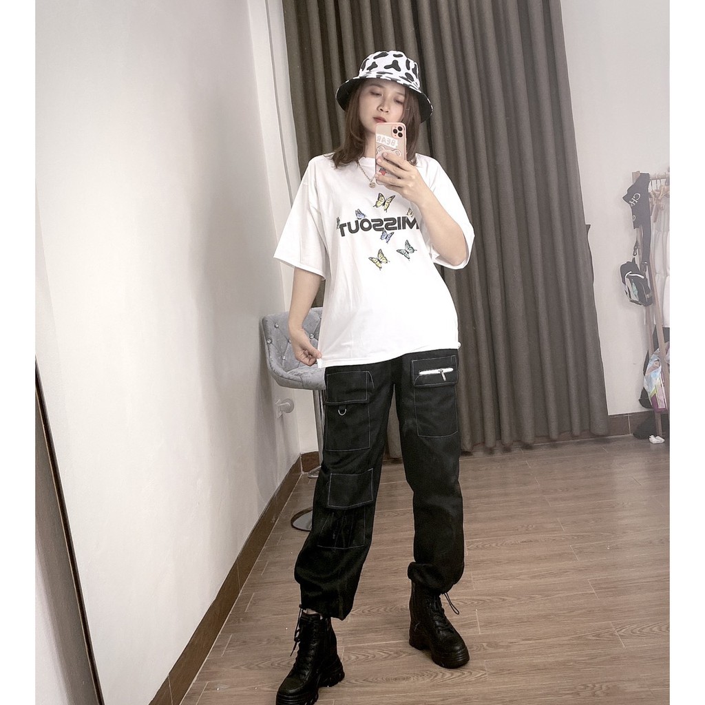 Áo thun in tay lỡ nữ freesize phông form rộng dáng Unisex - Ulzzang mặc cặp, nhóm, lớp hình BƯỚM MISSOUT - VIET_STAR