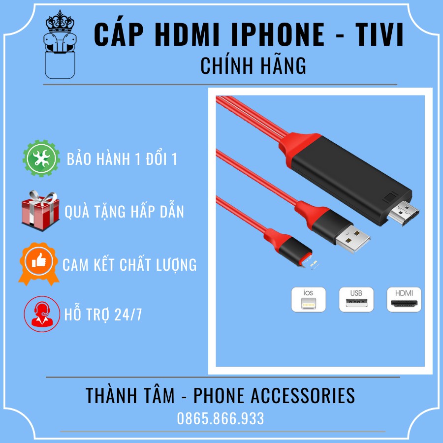 Cáp HDMI Kết nối Iphone với Tivi Chính Hãng