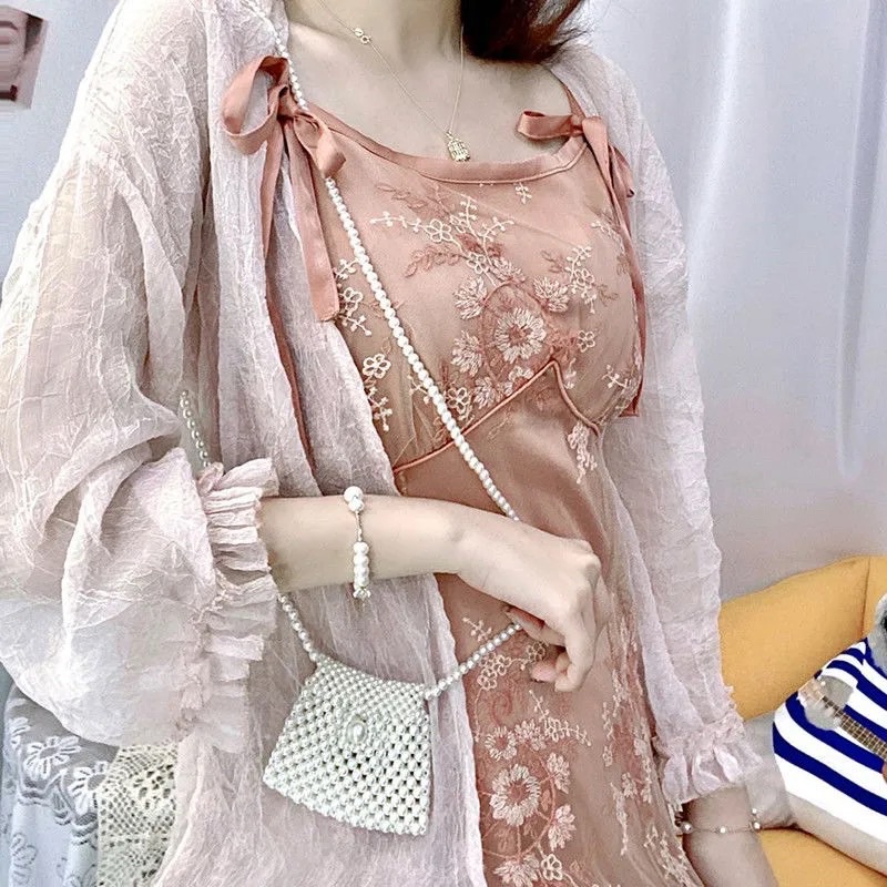 🌷Túi Đeo Chéo Thu Nhỏ Đính Hạt Ngọc Trai Nhân Tạo Thủ Công Phong Cách Cổ Điển Cho Nữ