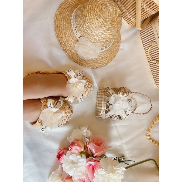Bán sỉ dép cói đi biển hoặc dép đi trong nhà trang trí vintage