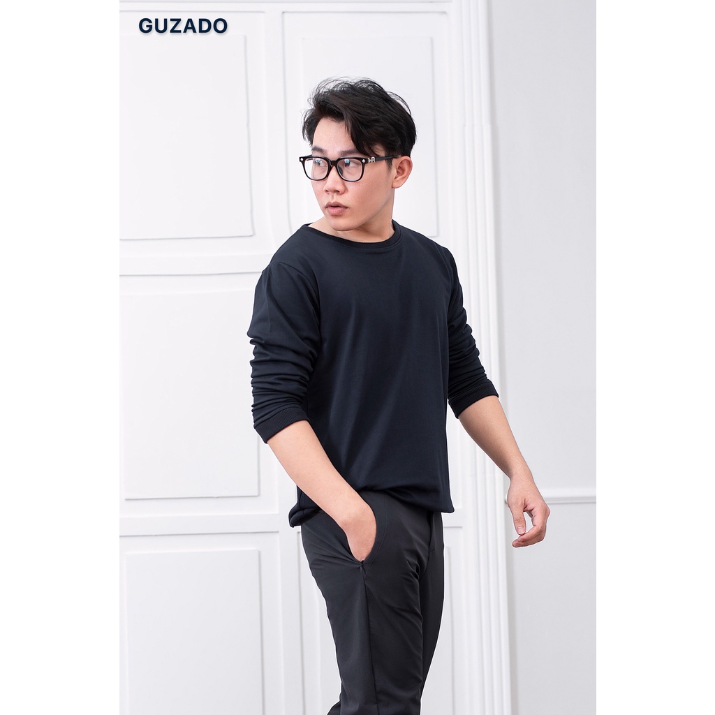 Áo nỉ nam GUZADO Cổ Tròn,Chất Cotton Cao Cấp,Form Regularfit Dễ Phối Đồ GTD2118