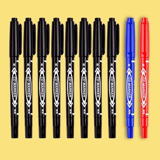 Set 10 bút lông hai đầu màu xanh bút dạ kính, lam/đen/đỏ