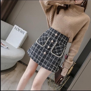 Chân váy Dạ kẻ có quần bên trong