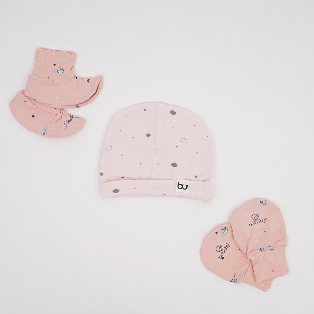 Set bao tay bao chân & Mũ tròn sơ sinh BU Baby